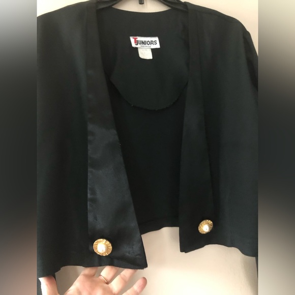 TJuniors cropped blazer bolero size 11/12 Vintage party evening pearls buttons - Picture 5 of 12